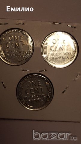 LINCOLN WHEAT 1 CENT 1943 (STEEL) 3 COINS- Philadelphia,Denver and San Francisco Mint.UNC, снимка 1 - Нумизматика и бонистика - 18715584