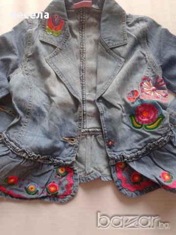Детско дънково сако за момиче с красиви апликации, снимка 4 - Детски панталони и дънки - 10036339