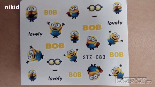 083 миньоните ваденки водни стикери за нокти маникюр