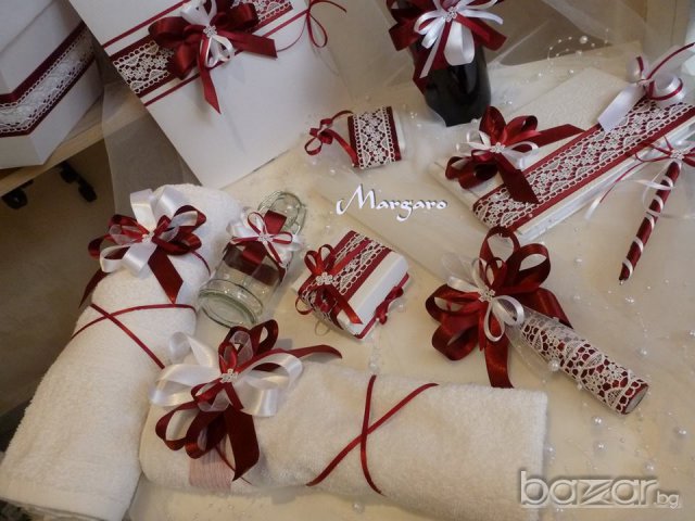 Комплект за кръщене в бордо с дантела, снимка 3 - Подаръци за кръщене - 17540723