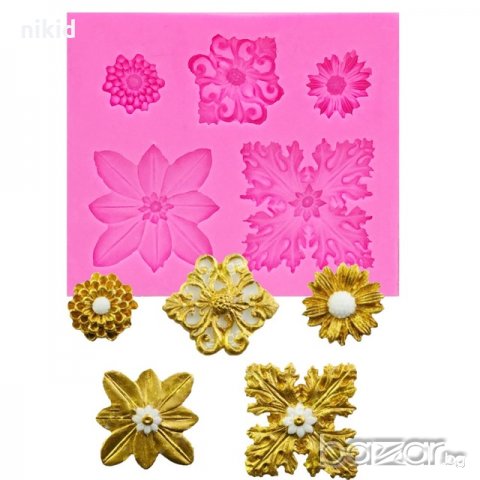 5 накит брошки цветя силиконов молд форма за декорация торта фондан шоколад и др