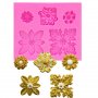 5 накит брошки цветя силиконов молд форма за декорация торта фондан шоколад и др, снимка 1 - Форми - 19043045