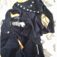  Черен кадифен панталон +блузка, снимка 1 - Панталони - 13306702