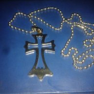 Масивен кръст с верижка изработени от неръждаема стомана, снимка 1 - Колиета, медальони, синджири - 10111357