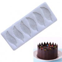 6 дълги големи листа листо силиконов молд забождане за шоколад фондан украса декор торта, снимка 1 - Форми - 25466156