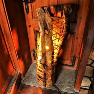 Уникална дървена лампа тип „Винтидж стил“ 4, снимка 1 - Настолни лампи - 18370513
