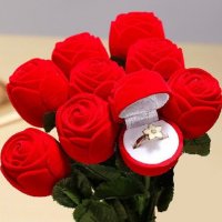 червена роза от кадифе плюш кутийка за пръстен бижу кутия, снимка 1 - Други - 24389795