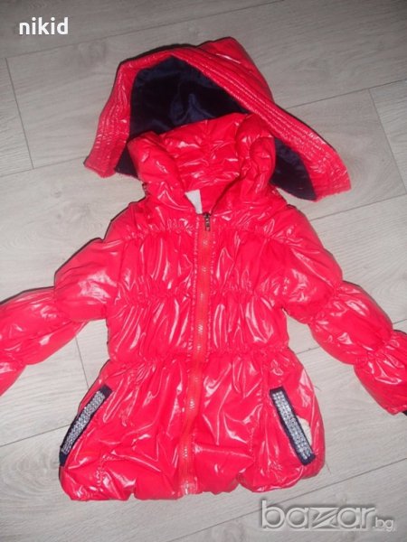 непромокаемо лачено червено детско яке с полар, снимка 1