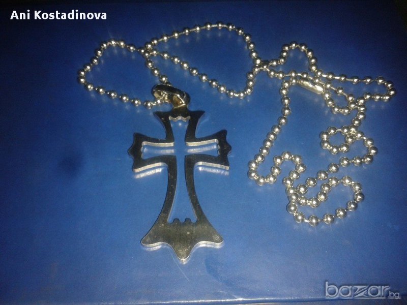 Масивен кръст с верижка изработени от неръждаема стомана, снимка 1