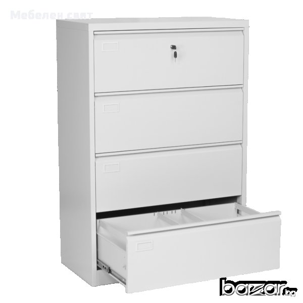 Метален шкаф за папки с четери чекмеджета 132/90/45см, снимка 1