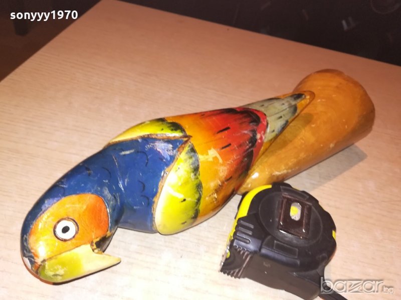 ретро колекция-папагал-дърво/лак-33х10см-внос франция, снимка 1