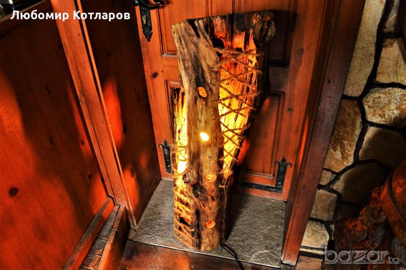 Уникална дървена лампа тип „Винтидж стил“ 4, снимка 1