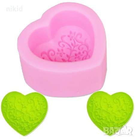 3D Дълбоко релефно сърце на цветя силиконов молд форма калъп за фондан шоколад гипс сапун калъп, снимка 1
