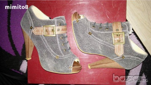 дънкови обувки на висок ток