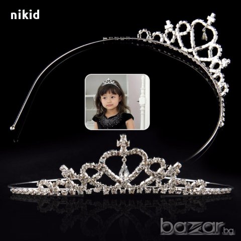 Принцеска детска дамска корона диадема за коса глава , снимка 2 - Шноли, диадеми, ленти - 14028790