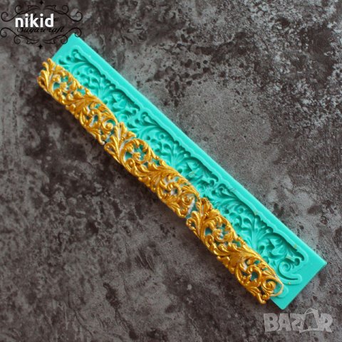 Плъзнали растения с дълбок релеф на дупки дантела кант ивица лента силиконов молд форма фондан торта