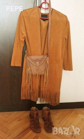 Кафяв сет сандали и чанта с ресни , снимка 10 - Сандали - 22086047