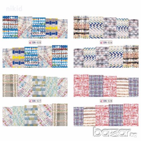 12 в 1 сет мотиви плетки и каре татос водни стикери слайдери за маникюр нокти декорация, снимка 4 - Други - 19994711