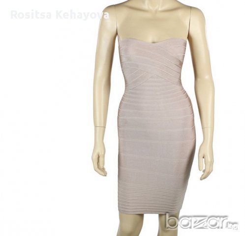 намалена  ластична рокля хит сред звездитебежова, снимка 3 - Рокли - 10363966