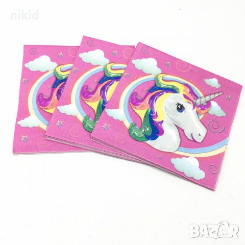 Еднорог Unicorn 10 парти салфетки рожден ден