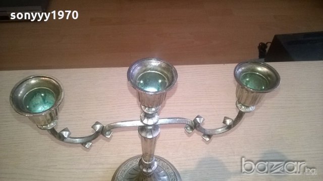 ретро свещник-made in hong kong-silver plated-26х25х12см-внос швеицария, снимка 8 - Антикварни и старинни предмети - 18346050