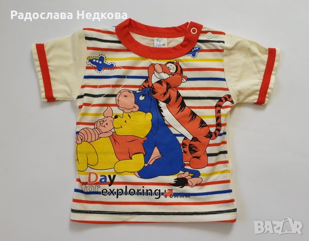 Тениска Мео Пух и Приятели - 2 цвята - 68,74 см, снимка 3 - Бебешки блузки - 10439779