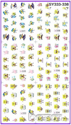 спондж боб Спонджбоб Квадратни гащи spongebob 6 в 1 татос ваденки водни стикери за нокти маникюр , снимка 1 - Продукти за маникюр - 16869947