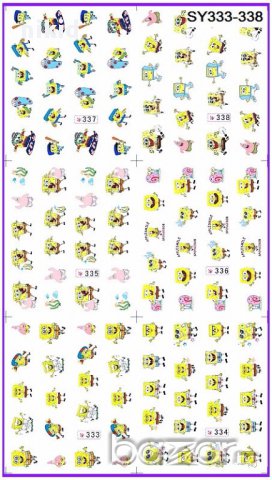 спондж боб Спонджбоб Квадратни гащи spongebob 6 в 1 татос ваденки водни стикери за нокти маникюр 