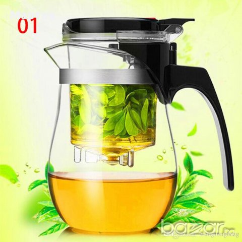 НОВО! Каничка за чай или кафе Heat Resistant Glass Tea Pot Flower Tea 