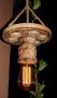 Уникална, ръчно изработена дървена битова лампа Гайтан за механа в битов/винтидж стил