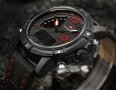 Стилен мъжки часовник NAVIFORCE с аналогов и дигитален LCD дисплей – Черен, снимка 3