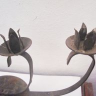 Стар свещник от ковано желязо, снимка 4 - Антикварни и старинни предмети - 8211797