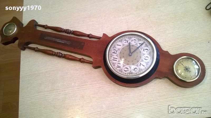 Ретро термо/баро/хидрометър+часовник-85х25см-внос франция, снимка 1
