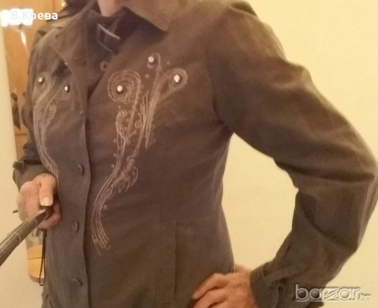  Милитъри яке от дънков плат с капси и катарами. Размери 46., снимка 1