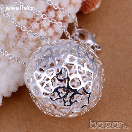 Ново колие "топка" със сребърно покритие и печати 925 -мод.19, снимка 1