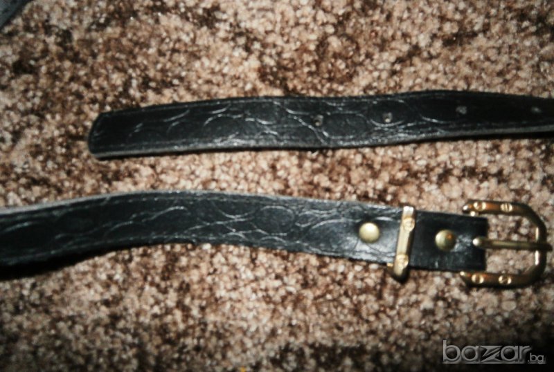 Дамски кожен черен колан - оригинална обработка на кожата, снимка 1