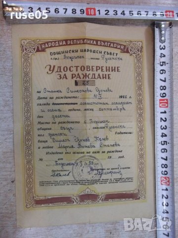 Удостоверение за раждане № 25