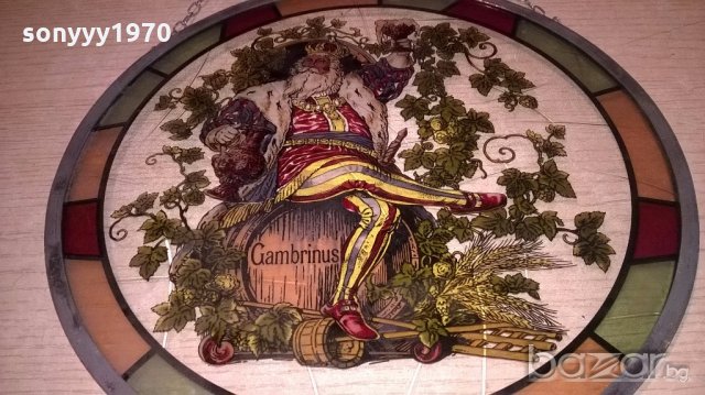 ПОРЪЧАН-gambrinus 34см-витраж-ретро колекция-внос швеицария, снимка 2 - Колекции - 19884346
