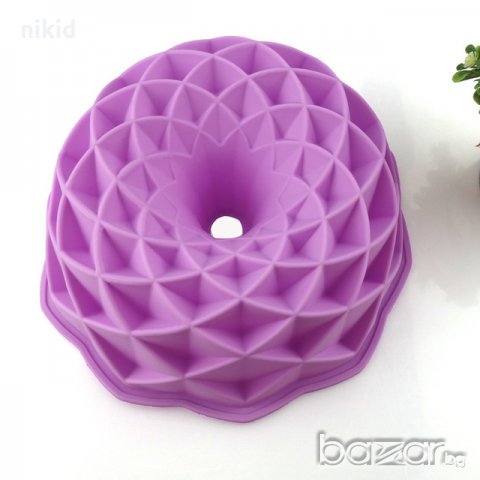 3D геометрична ромбове голяма силиконова форма тава за направа печене кекс торта желиран сладкиш, снимка 2 - Форми - 21205385