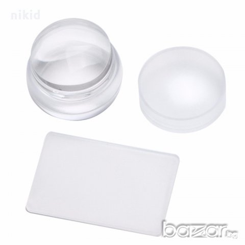 НОВО голям широк силиконов плосък прозрачен печат тампон за щампа шаблон плочка маникюр нокти, снимка 3 - Продукти за маникюр - 15689250