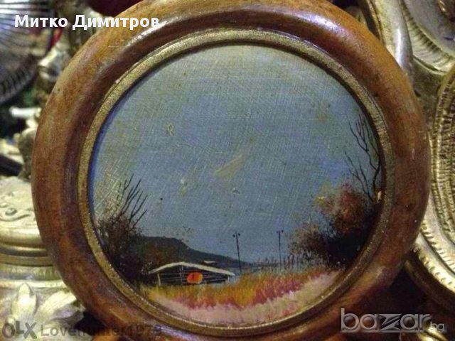 Картина стар малък пейзаж от руски автор-неподписан, снимка 1 - Картини - 10439592