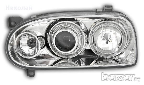 VW Golf 3 - кристални фарове с Angel Eyes - хром – Depo (FK) в Части в гр.  Пловдив - ID11753350 — Bazar.bg