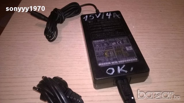 Toshiba-15волта/4ампера-оригинално захранване-внос швеицария, снимка 7 - Захранвания и кутии - 17315457