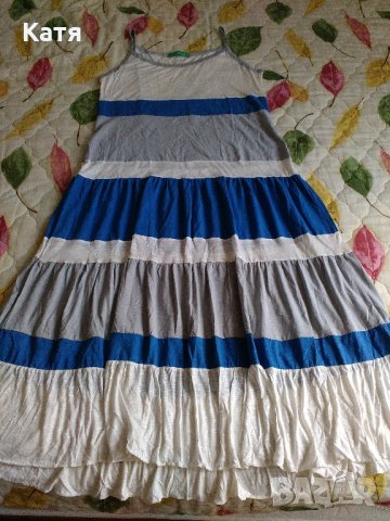 Нова дълга рокля, xxl, xl, презрамки, райета, голям размер, памук