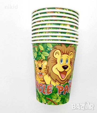 Сафари Джунгла Диви животни 10 бр картонени чаши парти рожден ден