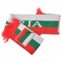 Двулицев шал с цветовете на българския трикольор с червени ресни. Надпси - Bulgaria. , снимка 1 - Шапки - 16202107