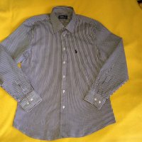 Polo Ralph Lauren USA М мъжка официална риза оригинал черно и бяло райе, снимка 2 - Ризи - 20866232