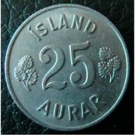 25 аурар 1962, Исландия, снимка 1 - Нумизматика и бонистика - 7506548
