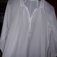 Дамска широка тънка блуза с дълъг ръкав бяла, снимка 1 - Блузи с дълъг ръкав и пуловери - 23114759