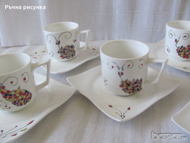 Ръчно рисуван комплeкт Копнeж -6броя чаши , снимка 1